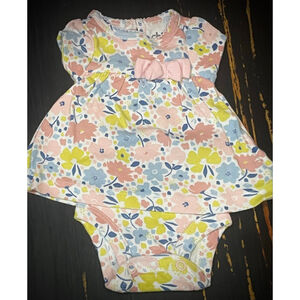Child of Mine Preemie Floral Bodysuit/romper White Pink Blue Yellow